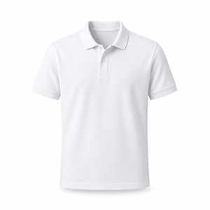 Camiseta de Hombre Blanca de Manga Corta, Transpirable, de Algodón, con Cuello de Punto, Lisa, Casual, Corte Regular - Product Image 1