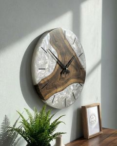 Glossy White Epoxy Resin River Wooden <b>Wall</b> <b>Clock</b> Antique Style Art Unique <b>Decorative</b> for Home & Office <b>Decor</b> - Product Image 6