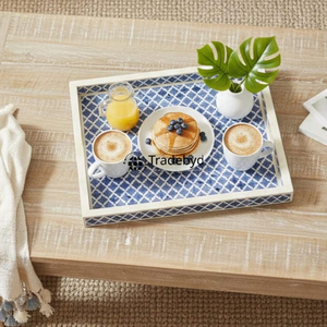 Luxury Modern Bone Inlay Tray Handmade Movable Premium Quality Decorative Dining Accent by Tradebyd - Product Image 1