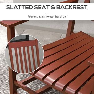 Sedia a dondolo da esterno 3 pezzi rosso vino vivace Set legno forte con tavolo portatile 352 libbre Set da giardino per terrazza e Patio - Product Image 6