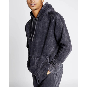 Sudadera con Capucha para Hombre, 100% Algodón, Tejido de Felpa, Lavado Ácido, Color Negro, Informal, de Verano, Secado Rápido, Transpirable - Product Image 1