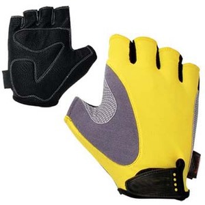 Gants de cyclisme mi-doigts en polyester vert citron et gris, maille respirante, unisexe, pour l'été - Product Image 3