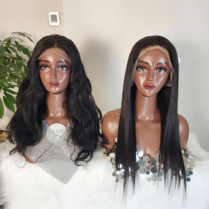 Gran calidad mayoristas de hueso recto 4X4 cabello humano peruano 30 pulgadas pelucas frontales de encaje 40 "12A grado peluca recta 40 en - Product Image 6