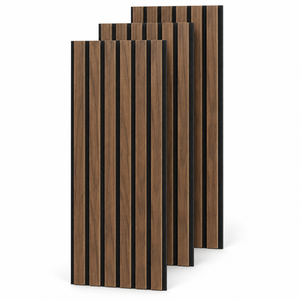 Panneau mural moderne en placage de bois et lattes, avec support en feutre noir, surface 3D, isolation acoustique, écologique, pour la décoration intérieure d'hôtels - Product Image 1