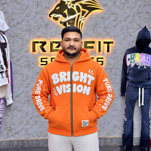 Unisex Custom <b>Zip</b> Up <b>Hoodie</b> Fleece Sweatshirt With Hood Kangaroo <b>Pocket</b> Long Sleeve Street Wear Casual Daily Wear Wholesale BulK - Product Image 1