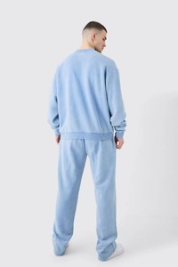 ชุดวอร์มผ้าฝ้ายสีฟ้าอ่อนแบบ unisex มีฮู้ด ทรงหลวม สีพื้น โลโก้แบบรีดร้อน เหมาะสำหรับใส่ลำลองในฤดูร้อน แห้งเร็ว - Product Image 2