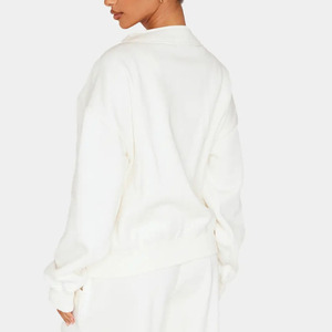 2026 Breathable Women's <b>White</b> Knitted <b>2</b>-<b>Piece</b> Casual <b>Set</b> Full Sleeve Loose Fit O-Neck Top Wide Leg Pants Solid Color Fleece <b>Set</b> - Product Image 2