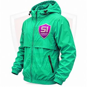 Veste coupe-vent verte à capuche SUMROOS pour homme, légère, avec fermeture éclair et poches poitrine zippées, pour activités de plein air - Product Image 2