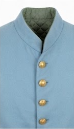 Manteau long en laine bleu clair pour homme, style uniforme d'extérieur, col montant, bouton unique, coupe historique - Product Image 4