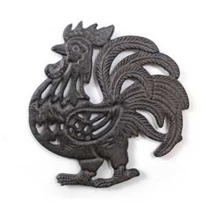 Country Style Cast Iron Rooster <b>Trivet</b> Hollow Out Chicken Hot Pad Heat Resistant Metal Kitchen Counter Coaster Pot Stand - Product Image 1