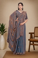 Saree Satin Fandy Desainer India Vexotrend untuk Wanita, Desain Patola yang Indah, Gaya Tradisional untuk Pesta Pernikahan, Bebas Kerut