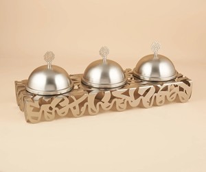 Moderna tazón de metal para dátiles con tapa de cúpula, acabado negro mate, para servir dátiles y chocolate, ideal para Ramadán, Eid y Majlis, disponible al por mayor. - Product Image 2