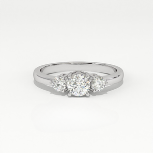 Bague de fiançailles vintage à trois pierres en or 14 carats avec diamant de laboratoire Aarinya, certifié IGI VS1, taille brillant rond - Product Image 3