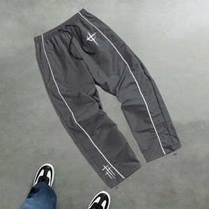 Pantalones deportivos con estampado cruzado para hombre, pantalones ligeros y transpirables con cordón, ropa informal para entrenamiento físico, estilo Retro - Product Image 6