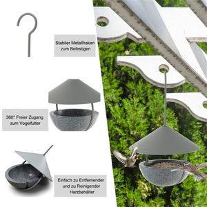 Mangiatoia per Uccelli Moderna in Legno, Cupola Impermeabile per Esterni, Stile Classico, Mangiatoia Sospesa Realizzata in Plastica Resistente alle Intemperie, Metallo e Ferro - Product Image 4