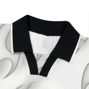 Polo informal con estampado de llamas para hombre, camiseta polo blanca con logo estampado gráfico, ropa de calle, camiseta polo de manga corta a la moda para verano - Product Image 6