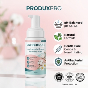 ProduxPro Espuma Antibacteriana para Higiene Íntima Femenina 100% Hierbas Naturales Cuidado del Cabello con pH Equilibrado, Certificado GMP/ISO/HALAL, Suave, con 3 Años de Vida Útil - Product Image 2