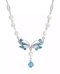 Collana tono argento con acquamarina e madreperla |   2028 - Product Image 1