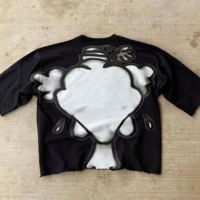 T-shirt décontracté noir à manches courtes pour homme, coupe ample, imprimé visage triste, 100 % coton, style streetwear, par MANGOES FASHION