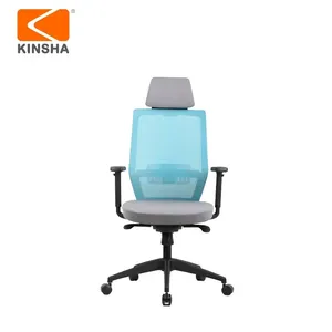 Fauteuil de direction ergonomique à dossier haut en tissu, pivotant, avec support lombaire réglable et base moderne pour le bureau - Product Image 4