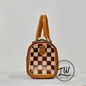 New Handmade Tooled Leather Shoulder Bag with <b>Checkered</b> Design Western Style Shoulder Purse <b>Top</b> Quality Custom Designer Handbag - Product Image 5