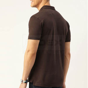 เสื้อโปโลแขนสั้นสีน้ำตาลสำหรับผู้ชาย ปักโลโก้ที่แขนซ้าย สไตล์ลำลอง ผ้าฝ้ายอ๊อกซ์ฟอร์ด ทรงปกติ - Product Image 2