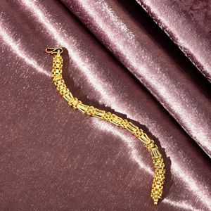 Bracelet à maillons carrés micro-plaqué or 14K/18K/24K pour hommes avec fermoir en S, bijoux de mode, bracelets en laiton. - Product Image 6