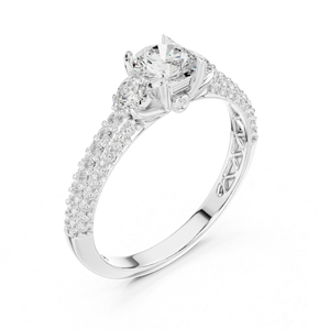 แหวนเพชรทรงกลมทองคำ 14K สำหรับผู้หญิง |   ชุดทำงาน |   เพชรที่เพิ่งเพาะเลี้ยง - Product Image 4