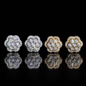Pendientes de tuerca de moissanita con diseño de flor S925, chapados en oro de 14K, con engaste de garra tipo racimo, joyería para la oreja, para regalo de boda o fiesta - Product Image 5