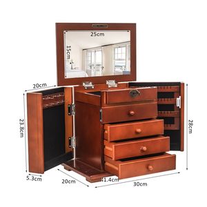 Portagioie Artigianale in Legno a 5 Strati, Stile Personalizzato con 4 Cassetti, Scatola Portaoggetti Marrone Stampata - Product Image 5
