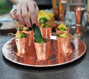 Copper <b>glasses</b> with handcrafted detailing metal tumblers for <b>water</b> juice cocktail use durable reusable kitchen dining drinkware - Product Image 1