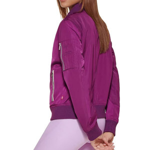High Quality Custom <b>Women</b> <b>Lightweight</b> Purple <b>Bomber</b> <b>Jacket</b> Slim Fit Zip Up Varsity Flight <b>Jacket</b> Outdoor Athletic Streetwear - Product Image 4