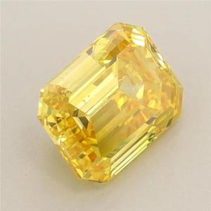 Diamante Amarillo Sintético de Corte Esmeralda, Color Intenso, Certificado IGI, Diamante Amarillo Suelto para Anillo de Compromiso Personalizado, 1-5 Quilates, VVS VS - Product Image 1