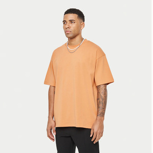 T-shirts d'été pour hommes en tricot, coupe ample, anti-boulochage, respirants, séchage rapide, motif uni, col rond, 320 GSM, haute qualité, sur mesure - Product Image 3