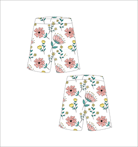 Shorts pour hommes à imprimé floral, taille élastique, coupe décontractée, motif de fleurs roses et jaunes - Product Image 1