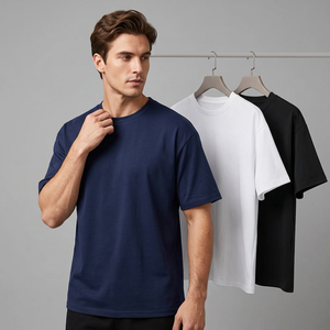 T-shirt à manches courtes pour homme, 100% coton, lot de 3, couleur unie, col rond, coupe classique, respirant, jersey tricoté, écologique - Product Image 5