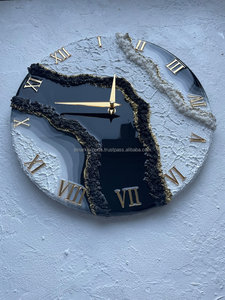 Horloge murale en résine " Batterie jetable circulaire de haute qualité, style Art Déco, noir, blanc et or, pour salon, marque Geode Noir - Product Image 6