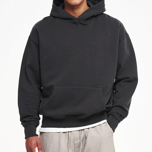 Vente en gros de sweat à capuche unisexe vierge en Polyester/Coton, coupe droite et ample, épaules tombantes, en molleton bouclette, de haute qualité, longueur standard - Product Image 4