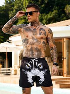 Shorts de bain unisexes pour hommes, tissés, séchage rapide, imprimé floral, longueur genou, légers, résistants à l'eau, avec cordon de serrage - Product Image 6