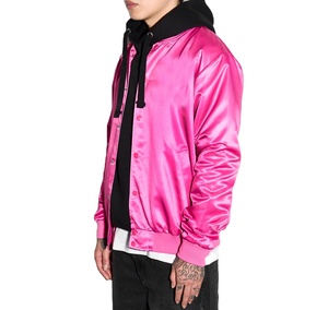 Veste bomber en satin pour homme de haute qualité, vente en gros personnalisée, style streetwear, vestes universitaires en soie tendance pour homme - Product Image 3