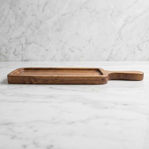 Bandeja de madera para servir de 40x20cm, rectangular, para desayuno, con borde elevado, bandeja de madera natural, bandeja rectangular grande - Product Image 5