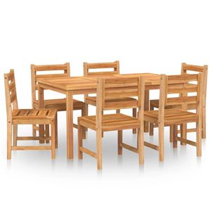 Set da Pranzo da Giardino in Teak Naturale, Legno di Teak Finemente Levigato per Pranzi all'Aperto - Product Image 2