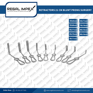 Juego de 9 Retractores Langenbeck de 21 cm con Punta Ciega de Acero Inoxidable para Cirugía Animal, Certificación CE, 1 Año de Garantía - Product Image 6