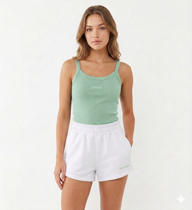 Professional Quality New Design French Terry Cotton Two <b>Pieces</b> Women <b>Set</b> Sleeveless Tank Top <b>2</b> <b>Pieces</b> Short <b>Set</b> Breathable - Product Image 6