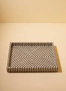 Manufacturer Handcrafted Bone Inlay Serving <b>Tray</b> with Black & White Floral Pattern Used for Table Top Decoration and Serving - Product Image 5