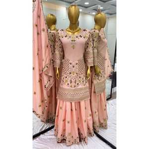 Conjunto de Fiesta de Diseñador, Talla XL, Top-Plazzo y Dupatta, Estilo Elegante - Product Image 3