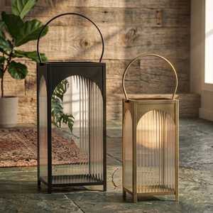 Luxury Gold Metal Glass Lantern <b>Candle</b> <b>Holder</b> Set for Home Wedding Decoration - Product Image 2