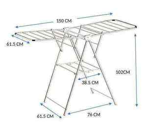 Double Tier Stainless Steel Laundry Drying Rack Foldable Standing Clothes Organizer Space Saving Clothes Airer Drying Stand - Product Image 3