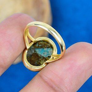 Anillos de Piedras Preciosas de Turquesa Natural en Forma Ovalada, Oro de 18k sobre Plata de Ley 925 - Product Image 4