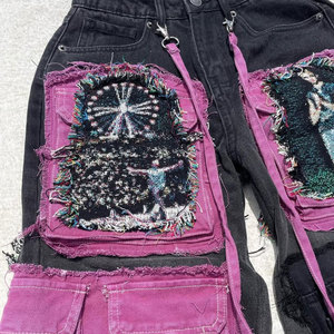 High <b>Waist</b> Slimming Street Style Men Trouser Low Price Trendy Ripped Stacked <b>Jeans</b> Street Style Custom Design Ripped Baggy Pant - Product Image 6